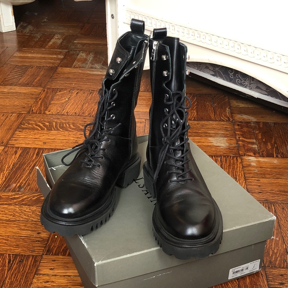 All Saints Black Leather Moto Boots
